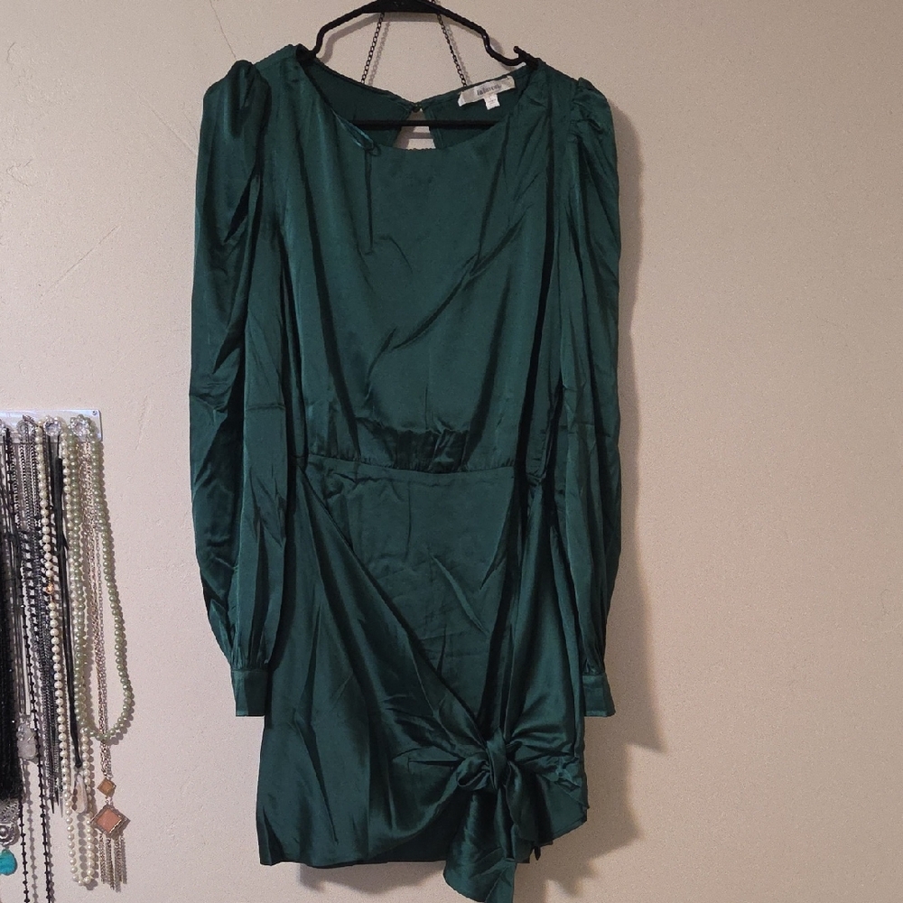 Chic Long Sleeve Green Dress